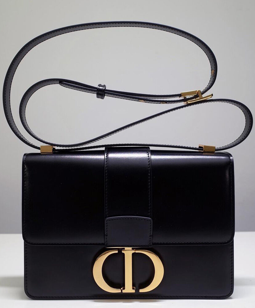 Christian Dior 30 Montaigne Flap Bag Leather Black